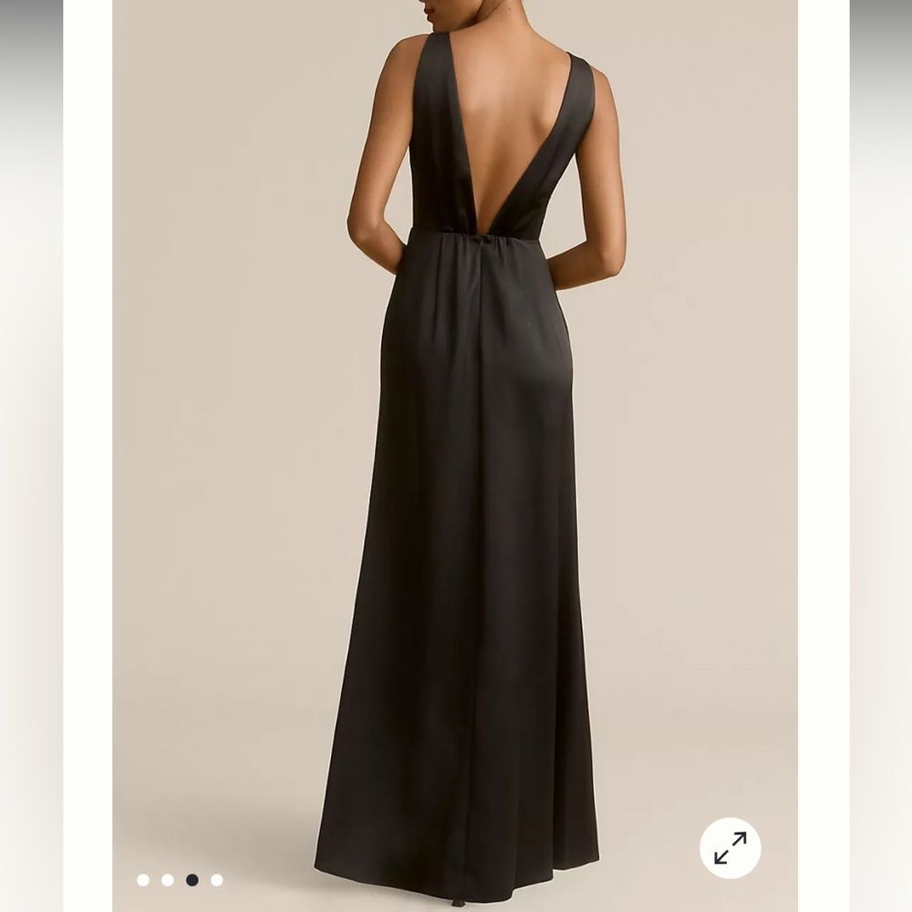 Nwt Anthropologie BHLDN Alice High-Neck Satin Maxi Dress Black - Picture 3 of 8